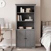 vidaXL Bookcase Grey Solid Pine Wood, Engineered Wood, Metal Tall