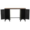 vidaXL Double Pedestal Desk Black and natural wood Solid Firwood and Steel