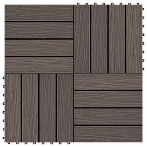 vidaXL 11 pcs Decking Tiles Deep Embossed WPC 11.8"x11.8" 1 sqm Dark Brown