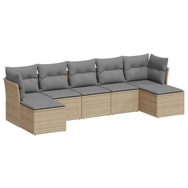 vidaXL Garden Sofa Set Light Grey PE Rattan Large Modular