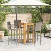 vidaXL Garden Bar Set Grey Solid acacia wood, PE rattan, powder-coated steel