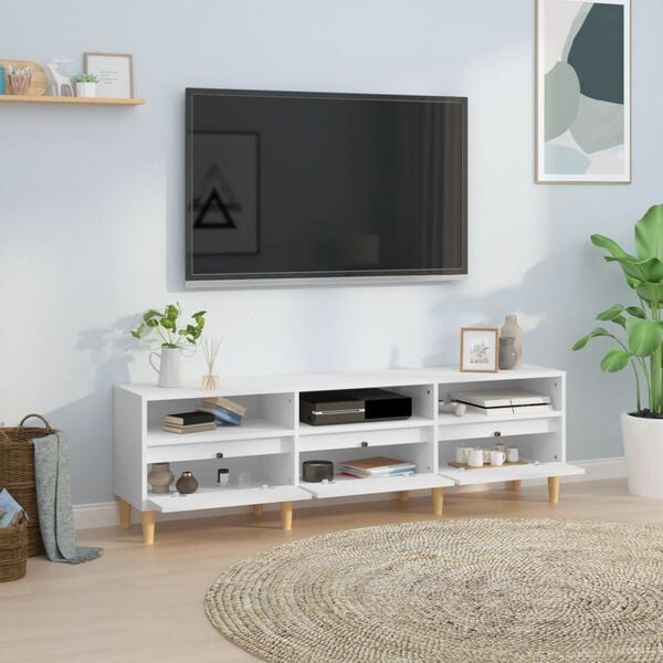 vidaXL TV Cabinet White Engineered Wood 59.1 in long TV Cabinet