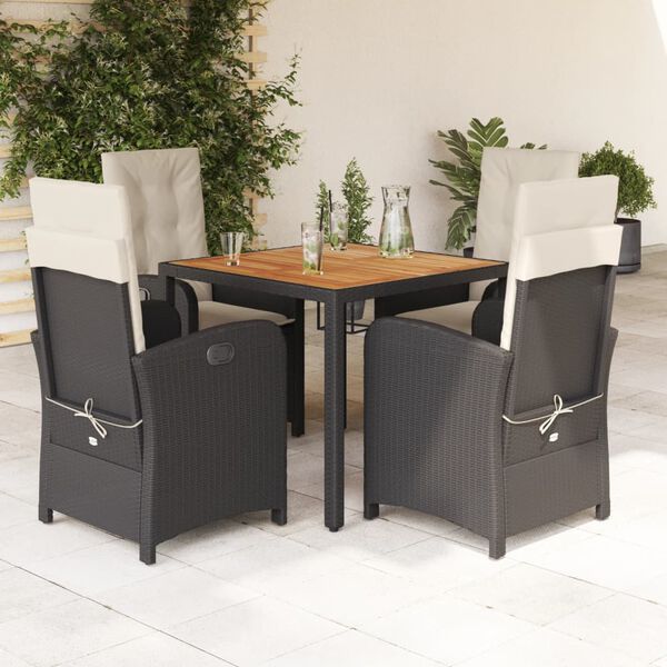 vidaXL Garden Dining Set Black, Brown, Cream White