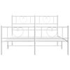 vidaXL Bed Frame White Powder-coated steel King Bed Frame Rectangular