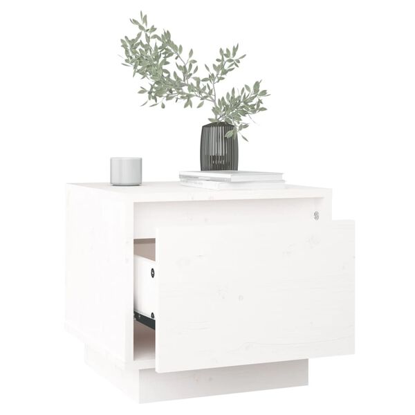 vidaXL Bedside Cabinet Set of 2 White Solid Pine Wood Medium