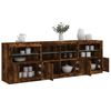 vidaXL Sideboard with LED Lights Smoked Oak 79.5"x14.6"x26.4"