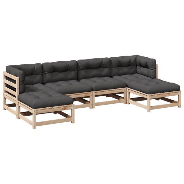 vidaXL Garden Sofa Set Anthracite Solid Pine Wood Standard Modular