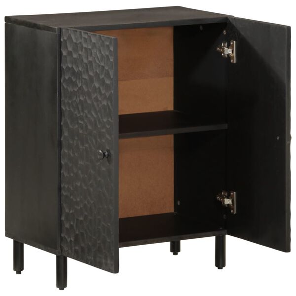vidaXL Side Cabinet Black Solid Mango Wood, Engineered Wood, Iron