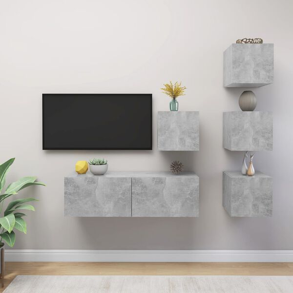 vidaXL 5 Piece TV Stand Set Concrete Gray Engineered Wood