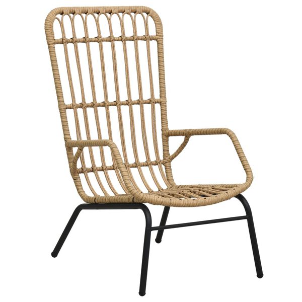 vidaXL Garden Chair Light Brown Poly rattan, Powder-coated steel Standard