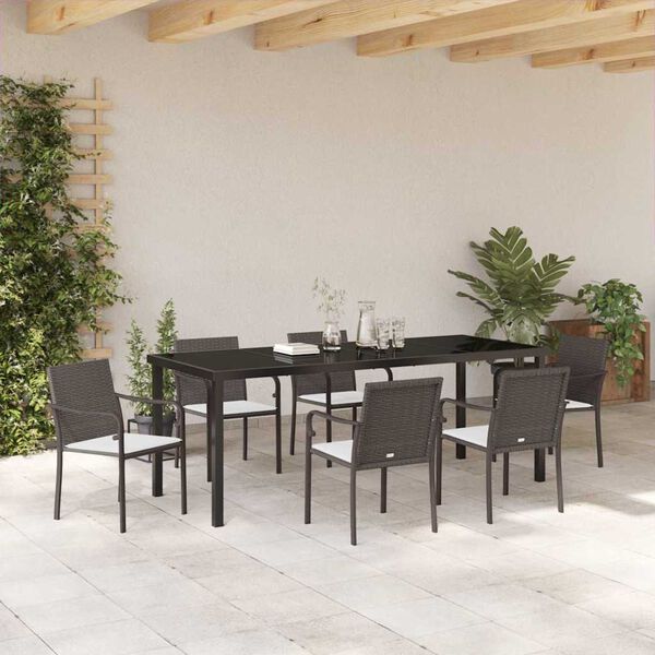vidaXL Garden Dining Set 7 pcs Brown and Black PE Rattan