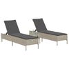 vidaXL Sun Lounger Light Grey Poly Rattan, Powder-Coated Steel