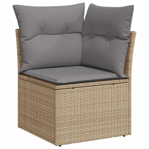 vidaXL Garden Sofa Set Beige Poly Rattan Large Removable Covers