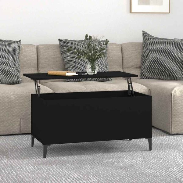vidaXL Coffee Table Black Engineered wood, metal Medium