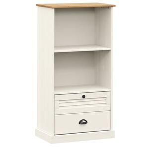 vidaXL Bookcase White Solid pine wood, engineered wood, metal Tall