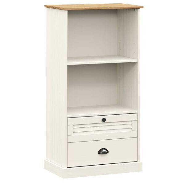 vidaXL Bookcase White Solid pine wood, engineered wood, metal Tall