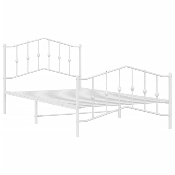 vidaXL Bed Frame White Steel Twin Bed Frame Rectangular Modern