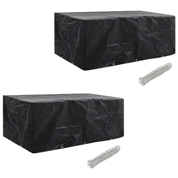 vidaXL Garden Furniture Cover Set of 2 Black Polyethylene Large