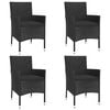 vidaXL Patio Dining Set Set of 4 Black