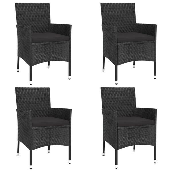 vidaXL Patio Dining Set Set of 4 Black