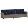 vidaXL Patio Sofa 5-Seater with Cushions Gray Poly Rattan