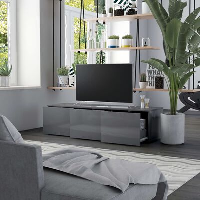 vidaXL TV Cabinet High Gloss Gray 47.2"x13.4"x11.8" Engineered Wood