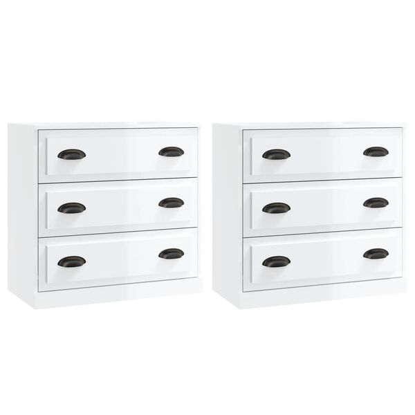 vidaXL Sideboard Set of 2 High Gloss White Engineered Wood Medium