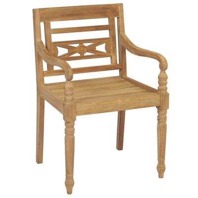 vidaXL Batavia Chairs 2 pcs with Light Blue Cushions Solid Teak Wood