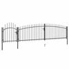 vidaXL Patio Fence Gate with Spear Top 16.4x3.3' Black
