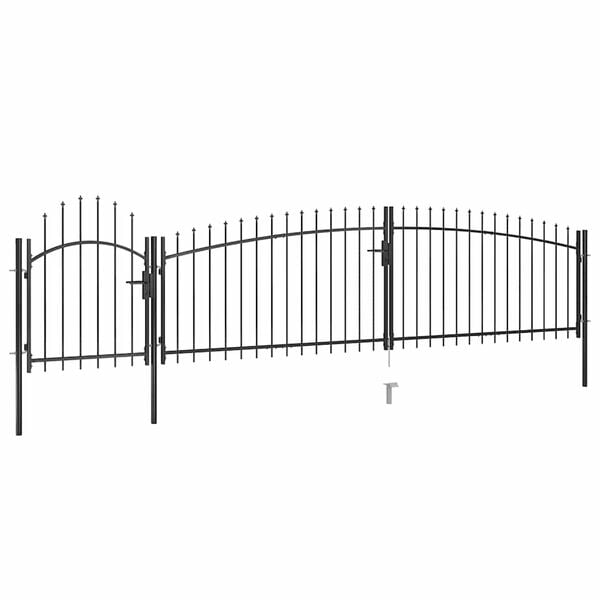 vidaXL Patio Fence Gate with Spear Top 16.4x3.3' Black
