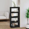 vidaXL Book Cabinet Black Solid Pine Wood Medium Book Cabinet