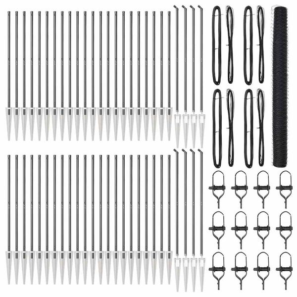 vidaXL Fence Post Grey 328.08 x 4.92 ft (1.42 in mesh) Steel and PVC