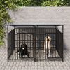 vidaXL Dog Kennel Black Powder-coated steel 40.3 sq ft floor area