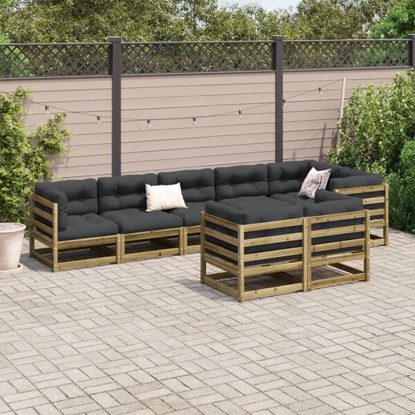 vidaXL Garden Sofa Set Brown Treated Solid Pine Wood Large Modular