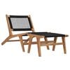 vidaXL Sun Lounger Natural wood and black Premium sanded teak hardwood