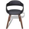 vidaXL Dining Chair Set of 4 Black, Walnut Artificial leather, Walnut wood