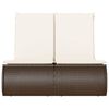 vidaXL Double Sun Lounger with Cushions Brown Poly Rattan
