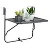 vidaXL Balcony Table Black Steel Medium Foldable Balcony Table