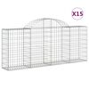 vidaXL Gabion Basket Set of 15 Silver Galvanized Iron Extra Large