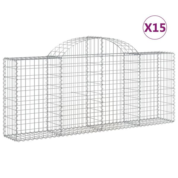 vidaXL Gabion Basket Set of 15 Silver Galvanized Iron Extra Large