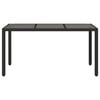 vidaXL Garden Table Black Poly Rattan, Tempered Glass, Powder-Coated Steel