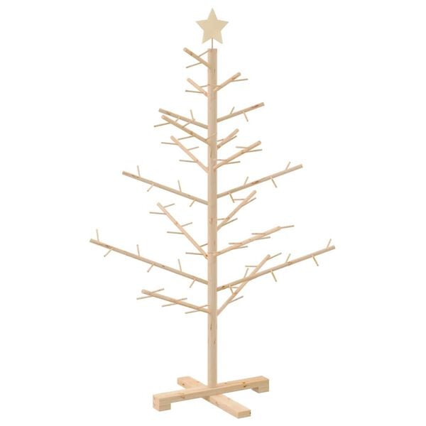 vidaXL Wooden Christmas Tree with Stand Natural 49.2" Solid pine wood