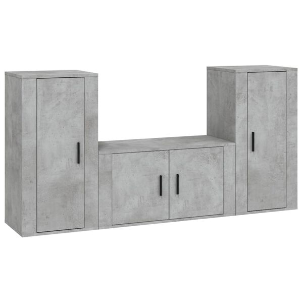 vidaXL TV Cabinet Set Set of 3 Concrete Grey Engineered Wood