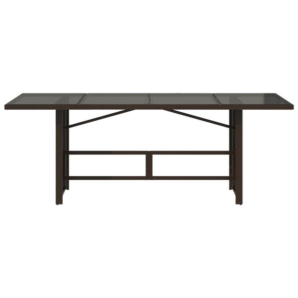 vidaXL Garden Table Brown Poly Rattan, Powder-Coated Steel, Tempered Glass