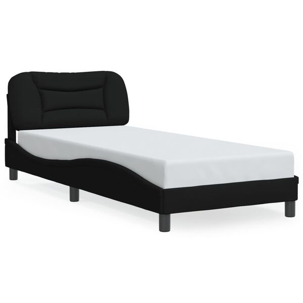 vidaXL Bed Frame Black Polyester Twin Bed Frame Waveform Modern