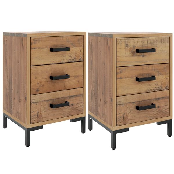 vidaXL Bedside Cabinet Set of 2 Brown