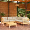 vidaXL Garden Lounge Set Cream Solid Pinewood, Fabric (100% Polyester)
