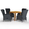 vidaXL Garden Dining Set Dark Grey Table, Black Cushion Solid Acacia Wood