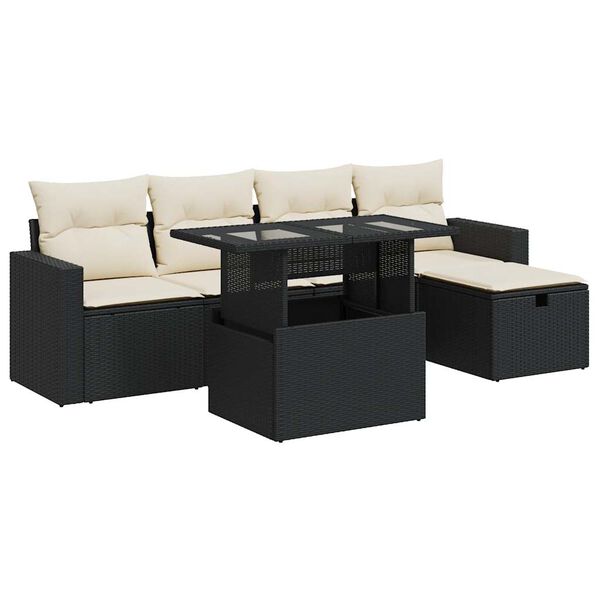 vidaXL Garden Sofa Set Black, Cream White