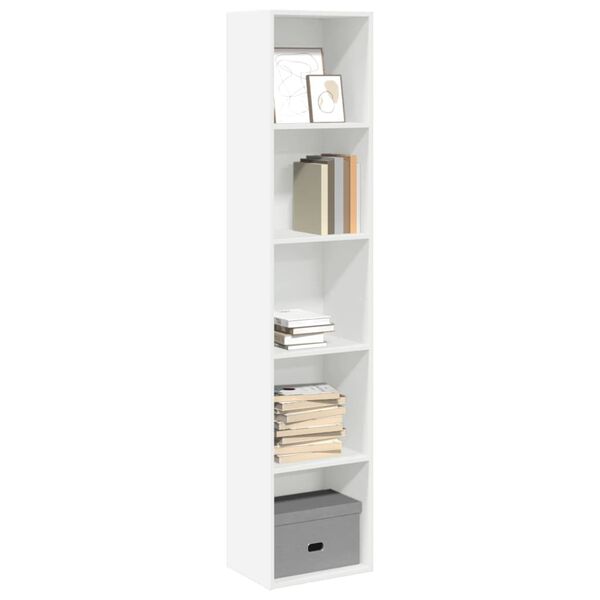 vidaXL Bookcase White Engineered wood Tall Bookcase Rectangular